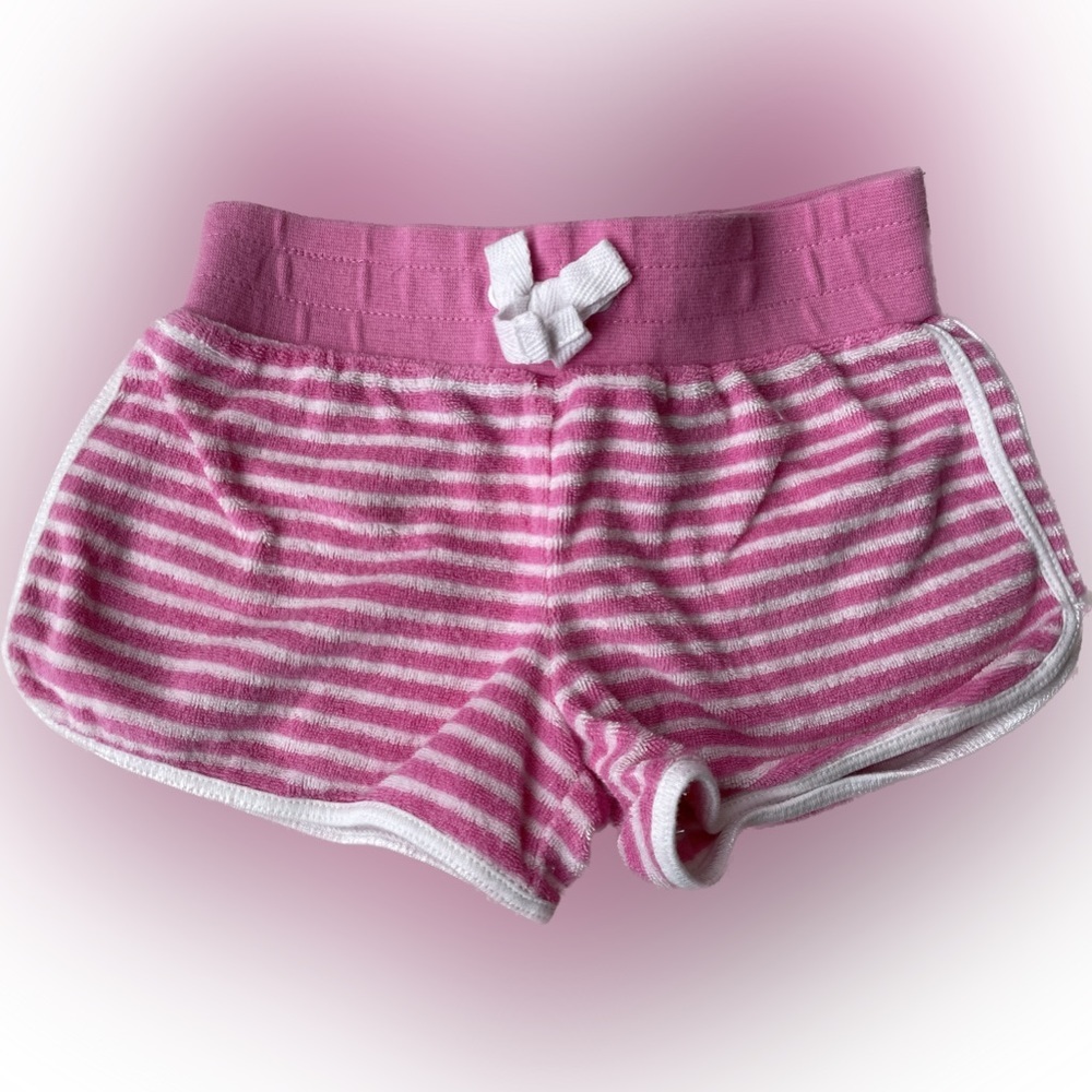 Wave Zone Beach Coverup Terry Pink Stripe Shorts Girls Size 2 Pink White Swim